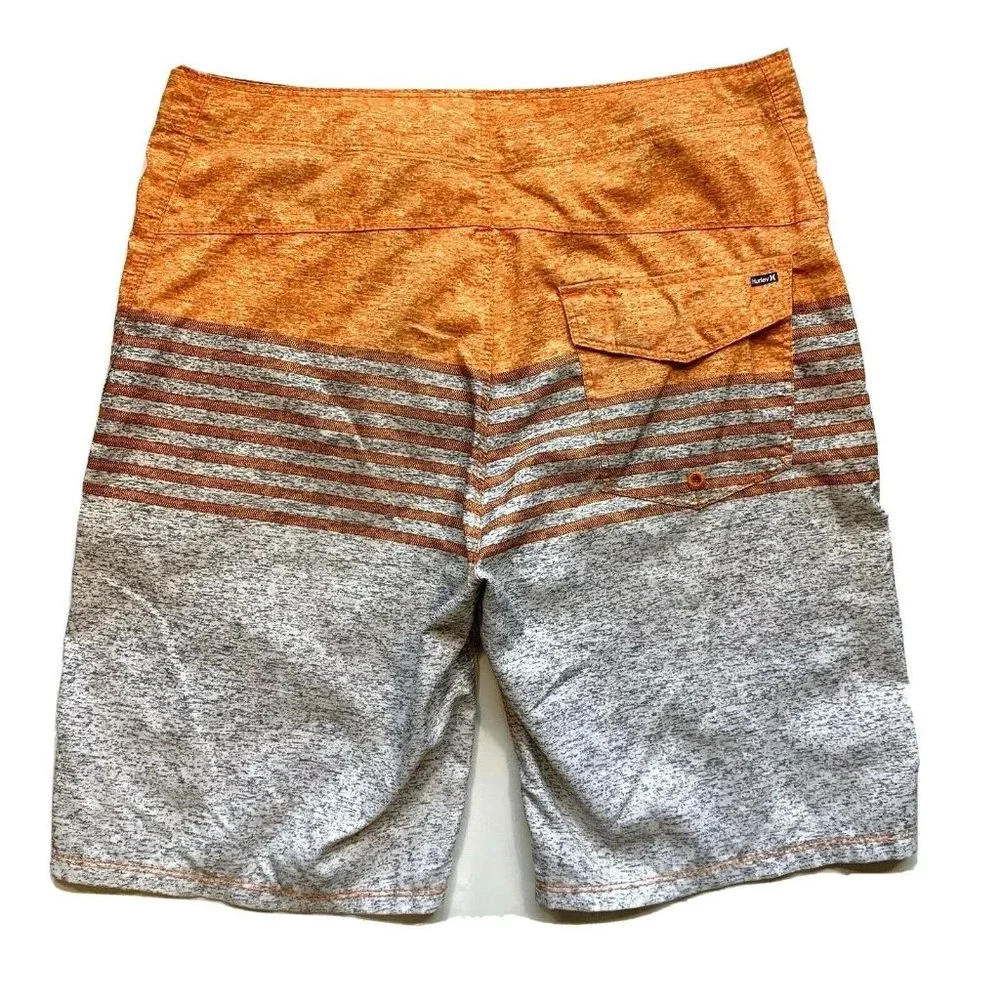 Hurley Board Shorts Swim Trunks Mens 30x9 Striped‎ Heather Surfing Beach Summer